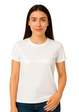 Women's Sublimation Blank T-Shirt – Basic White Polyester, Short Sleeve