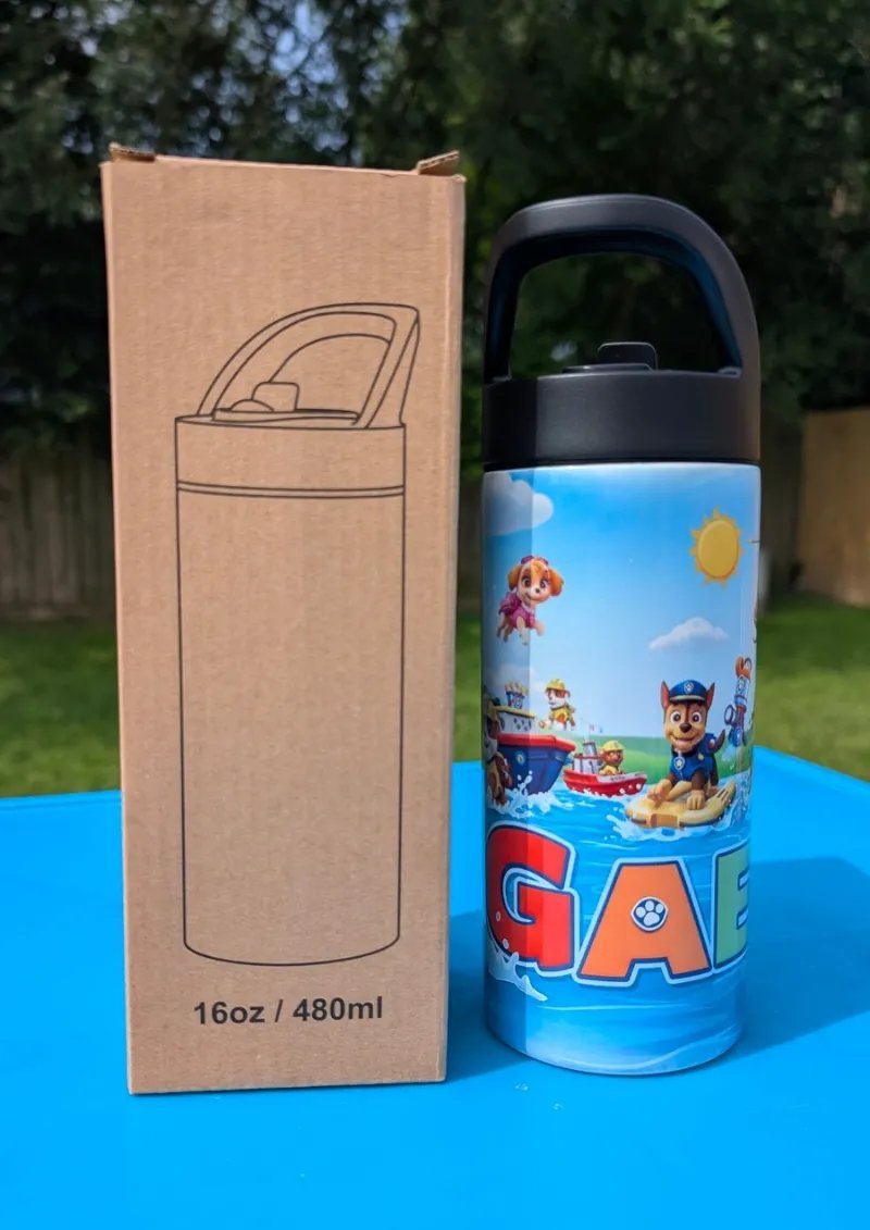 16 oz White Stainless Steel Kids Tumbler with Sippy Lid - Image 2