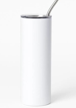 20 oz Skinny Straight Stainless Steel Tumbler with Metal Straw